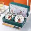 Retro Vintage Ceramic Dinnerware Set: Bowls, Plates, Dishes, Chopsticks In Gift Box - Sophisticated Small Souvenir.