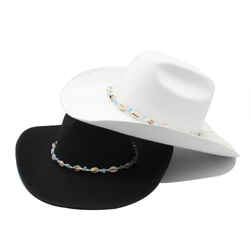 Hemmed Wool Hat Western Cowboy Top Hat Men'S And Women'S Couple Hat Ethnic Curled Felt Hat