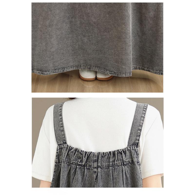 DIMANAF Women Plus Size Denim Dress Maxi Long Dress Sleeveless Vintage Loose Casual Basic Dresses Cottton