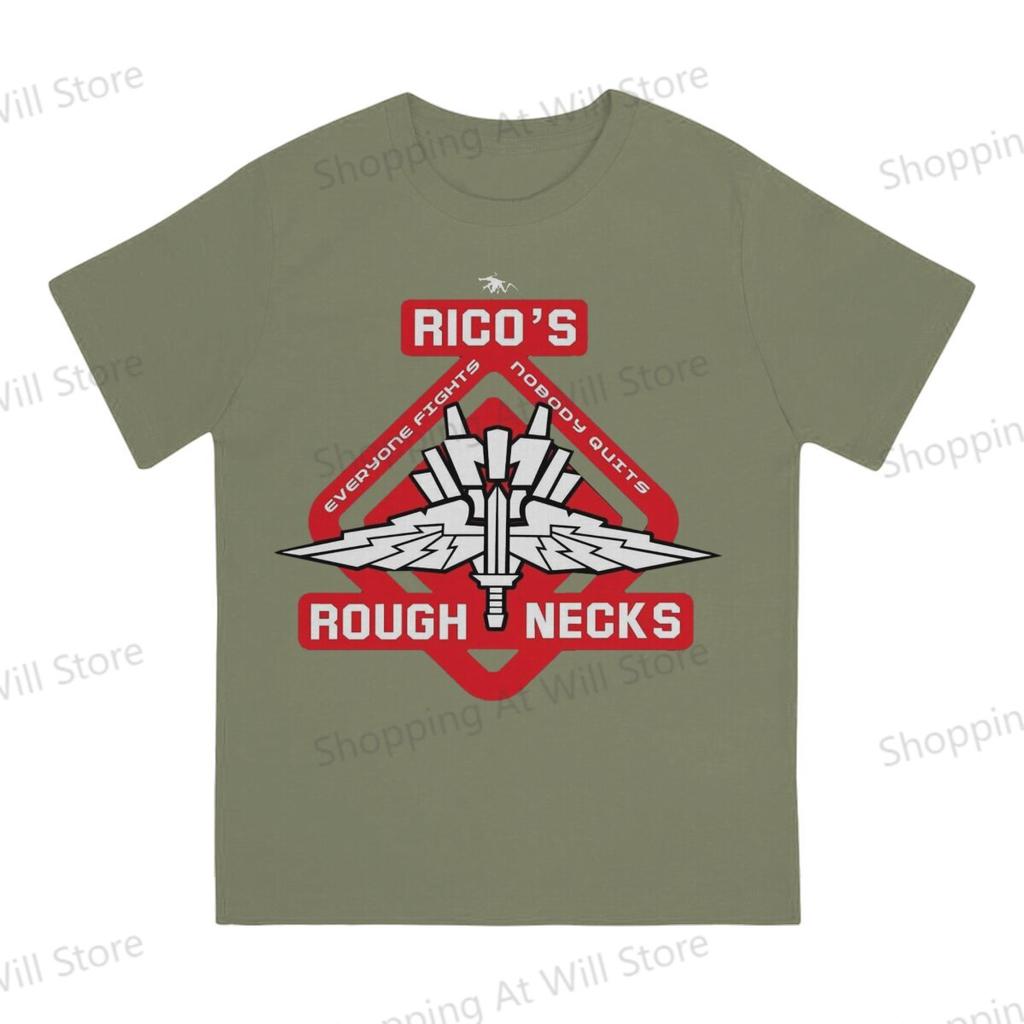 Starship Troopers Tops Cotton Leisure Sports Ricos Roughnecks Red Logo Unisexs and Womens Tshirts Tshirt Top