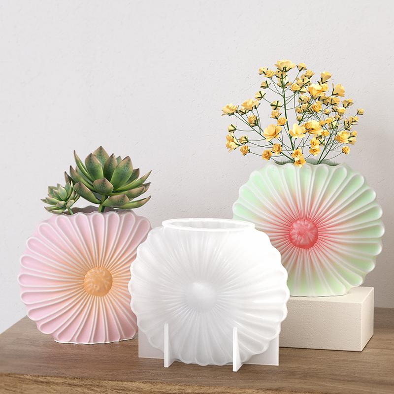 1Pc 3D Sunflower-Shaped Silicone Vase, Illustrator, Potted Plant Mold, Suitable For Diy Resin, Plaster And Clay Crafts
