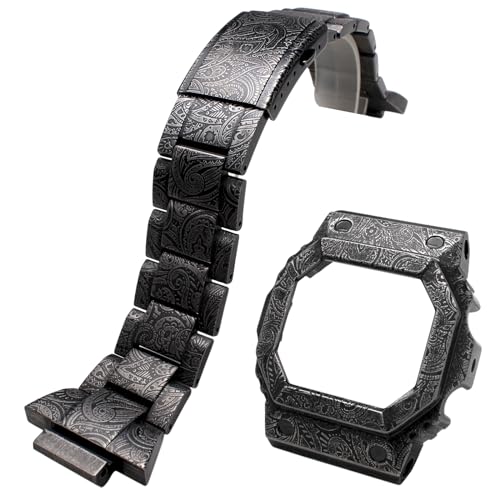 Retro Metal Watch Band with Watch Case for Casio and G-SHOCK GX56, GX-56BB, GWX56, and GWX-56BB, Men s Bracelet Strap, 316 Stainless Steel Watch Bezel