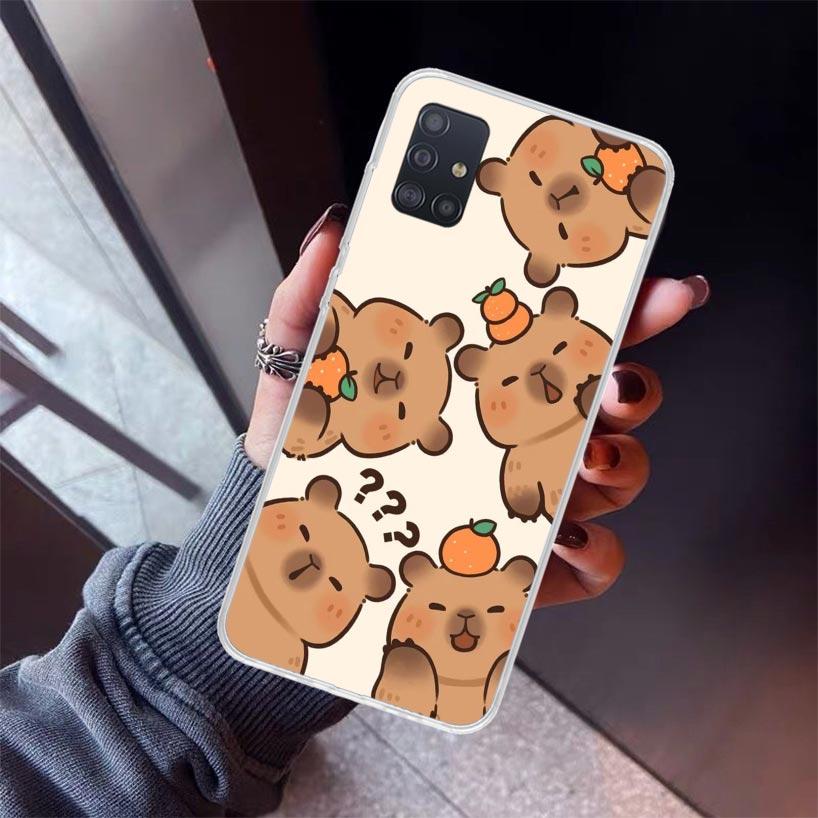 Funny Capybara Cartoon Animal Phone Case For Samsung Galaxy A12 A52S A42 A32 A22 A51 A50 Note 20 Ultra 10 S10 Plus A71 A70 A31 A