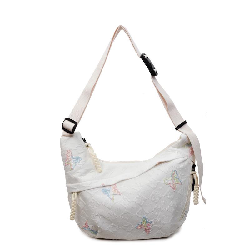 

2025 High-End Women s Casual Nylon Crossbody Dumpling Bag білий