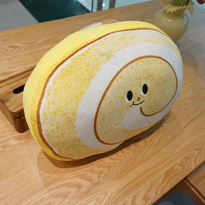 40cm Creative Cartoon Cake Bread Plush Toys Stuffed Cute Swiss Roll Food Snack Decoration Birthday Party Gift Home Decoration