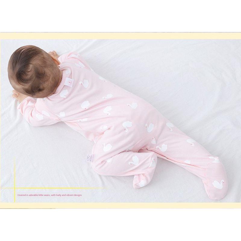 Baby Jumpsuit Spring and Autumn Pure Cotton Long-Sleeved Newborn Baby Jumpsuit with Foot Cover Children's Pajamas Romper with Foot Cover
