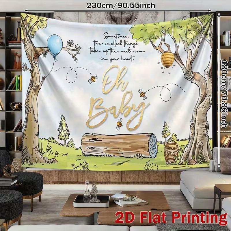 2D Classic Pooh Bear Bee Photography Background Cloth for Gender Reveal