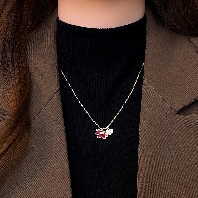 Colar de pônei em placa de acetato de zircônio corrente de clavícula versátil para o ano natalino e o trajeto diário corrente de pescoço de luxo leve