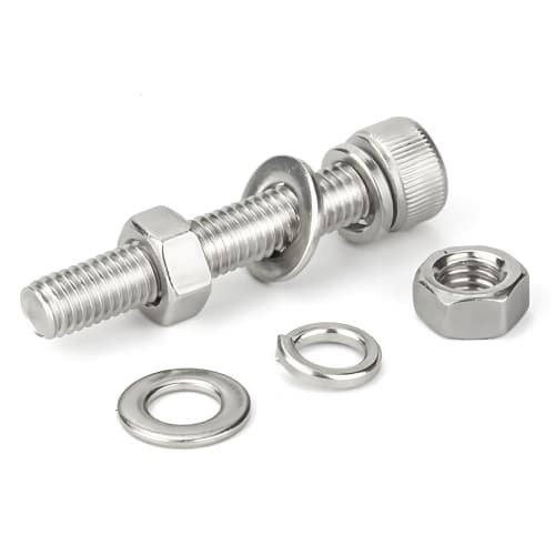 Stainless Steel Hex Socket Head Bolts, M5, Fully Threaded, Threaded Bolts, Nuts, Flat Lock Washers Kit (M5x25mm, 20-Pack)