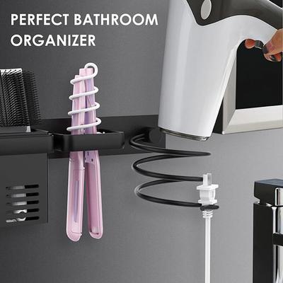 Držiak na sušič vlasov Stojan na ukladanie kulmy Tepelne odolný nástenný držiak Držiak na fén do kúpeľne Kúpeľňový organizér na kadernícke nástroje