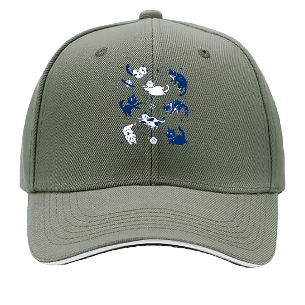 Funny Cats In Space Astronaut Cat Galaxy Illustration Sandwich Baseball Cap Sun Cap Outdoor Workouts Hat