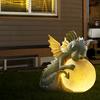 Small Dinosaur Meditate Buddha Sculpture Resin Ornament Home Room Desk Dragon Meditated Statue Model Garden Outdoor Yard Decorat