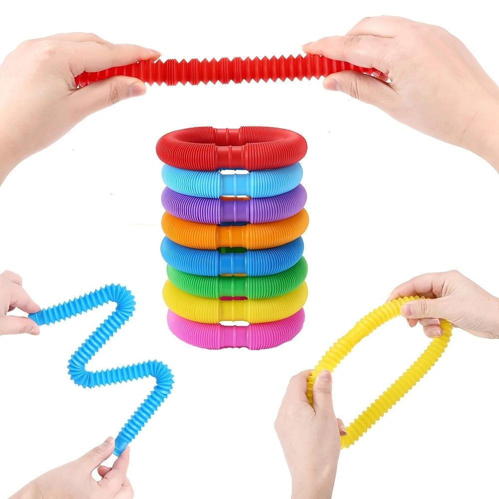 Colorful Pop Tube Rainbow Fidget Toy Telescopic Tube Stress Relief Toy Plastic Stretch Pipe  Plastic Sensory Decompression Toy