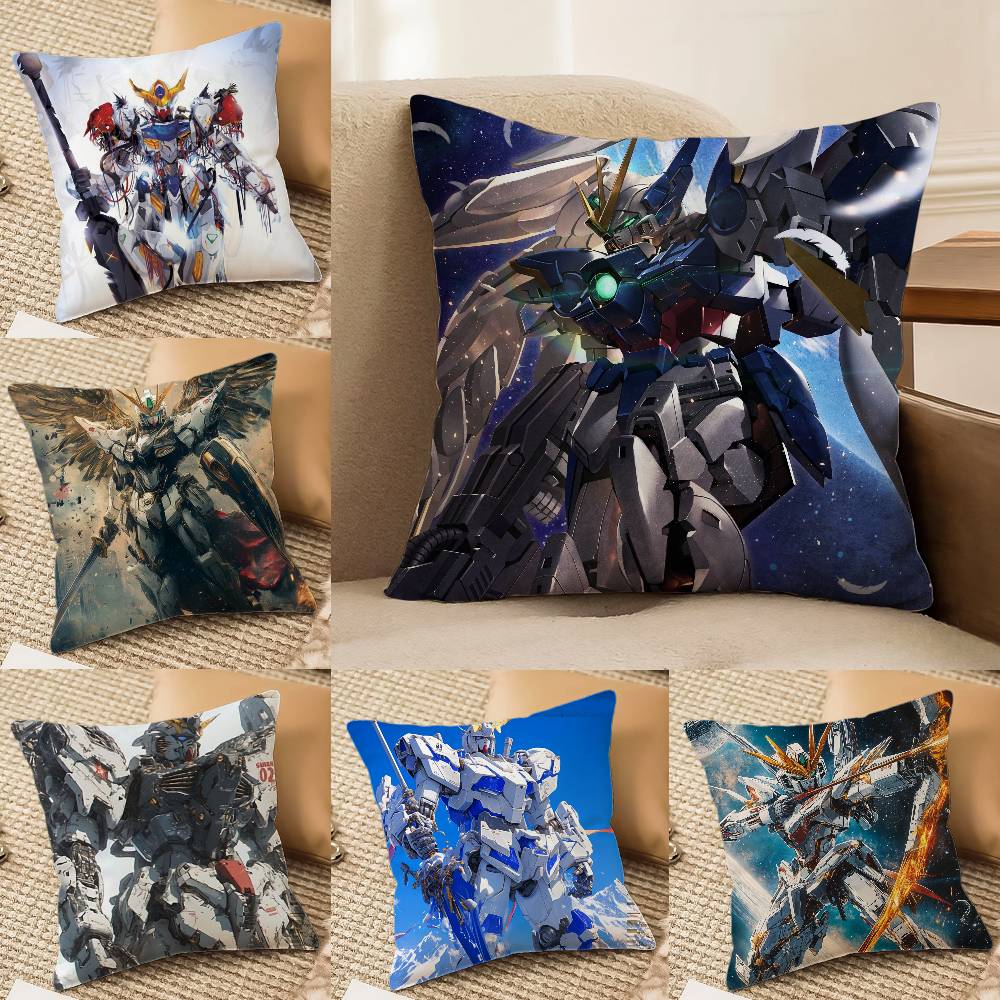 Mobile Suit Gundam Barbatos Lupus Anime Plush Pillow Cover Soft Short Plush Cushion Cover For Sofa Bedroom Home Decor Gift