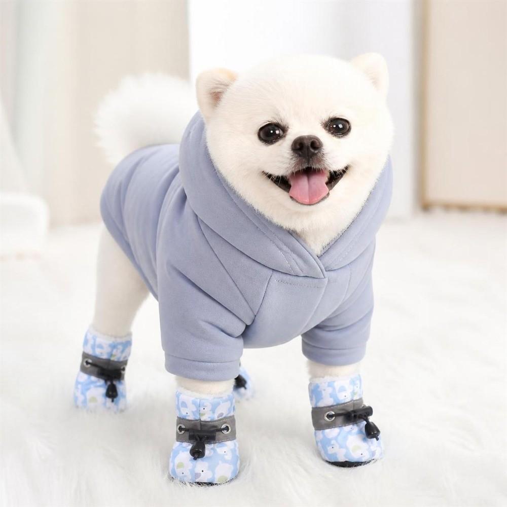 4Pcs Anti-slip Winter Dog Shoes Warm Pet Snow Boots Fashion Pet Shoes for Small Medium Dog