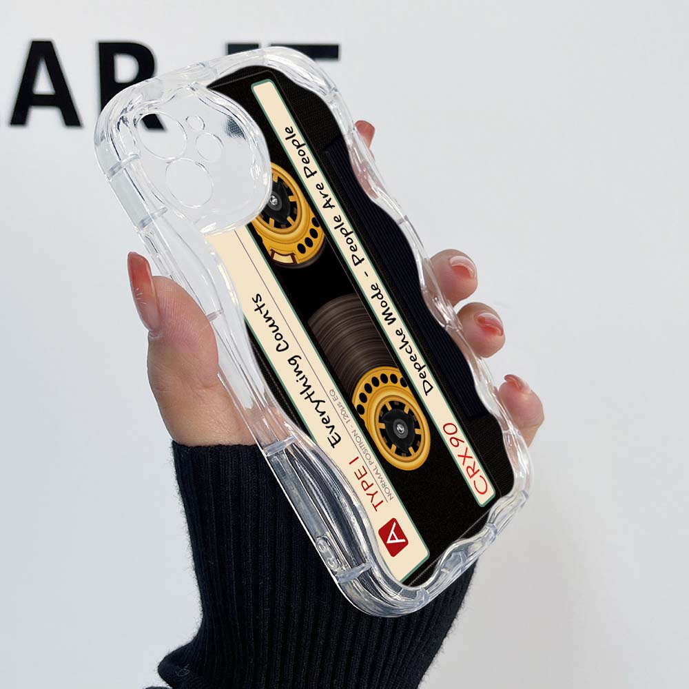 Samsung Galaxy A24 A54 A34 Xiaomi Poco X5 Redmi 13C Huawei Honor 90 Lite Hüllen A19 Original Retro Kassette Tape Art exklusive Creme Muster Soft Case