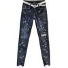 Spring Women's Fashion High Waist Slim Fit Butterfly Rhinestone Decorated Jeans