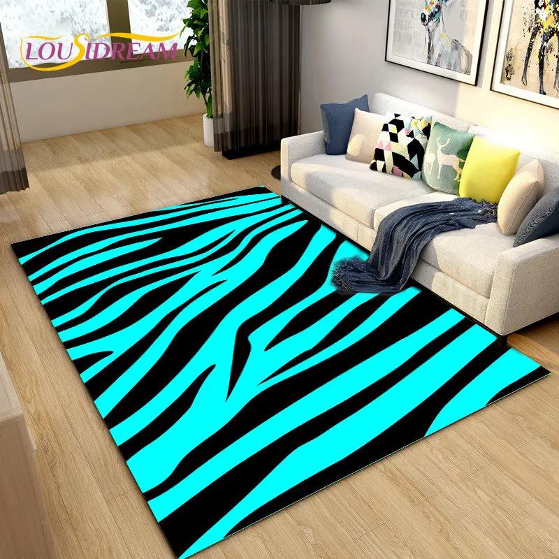 Tapis de Zone Grand Série Couleur 3D Motif Zèbre, Tapis pour Salon Chambre Cuisine Décoration Paillasson, Tapis de Sol Antidérapant