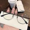Ultra-light metal silver frame myopia glasses for women can be matched with degrees of anti-blue light, big face and thin online professional glasses