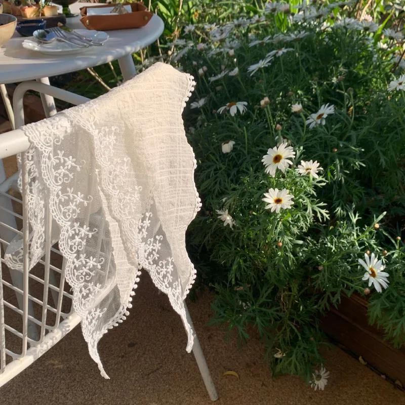 French Vintage Lace Triangle Hair Scarf Headscarf Elegant Headwear for Girls Headwraps for Women Head Coverings INS Scarves