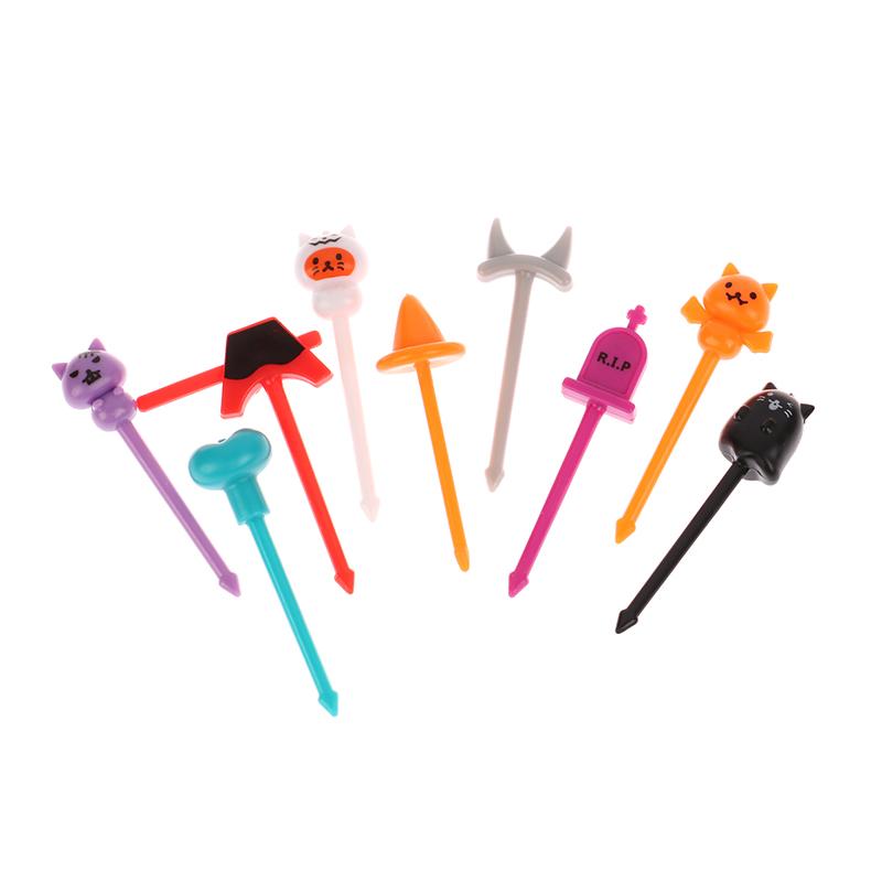4/5Pcs Obst Gabel Mini Cartoon Kinder Snack Kuchen Dessert Pick Zahnstocher Bento Mittagessen Party Dekoration Halloween