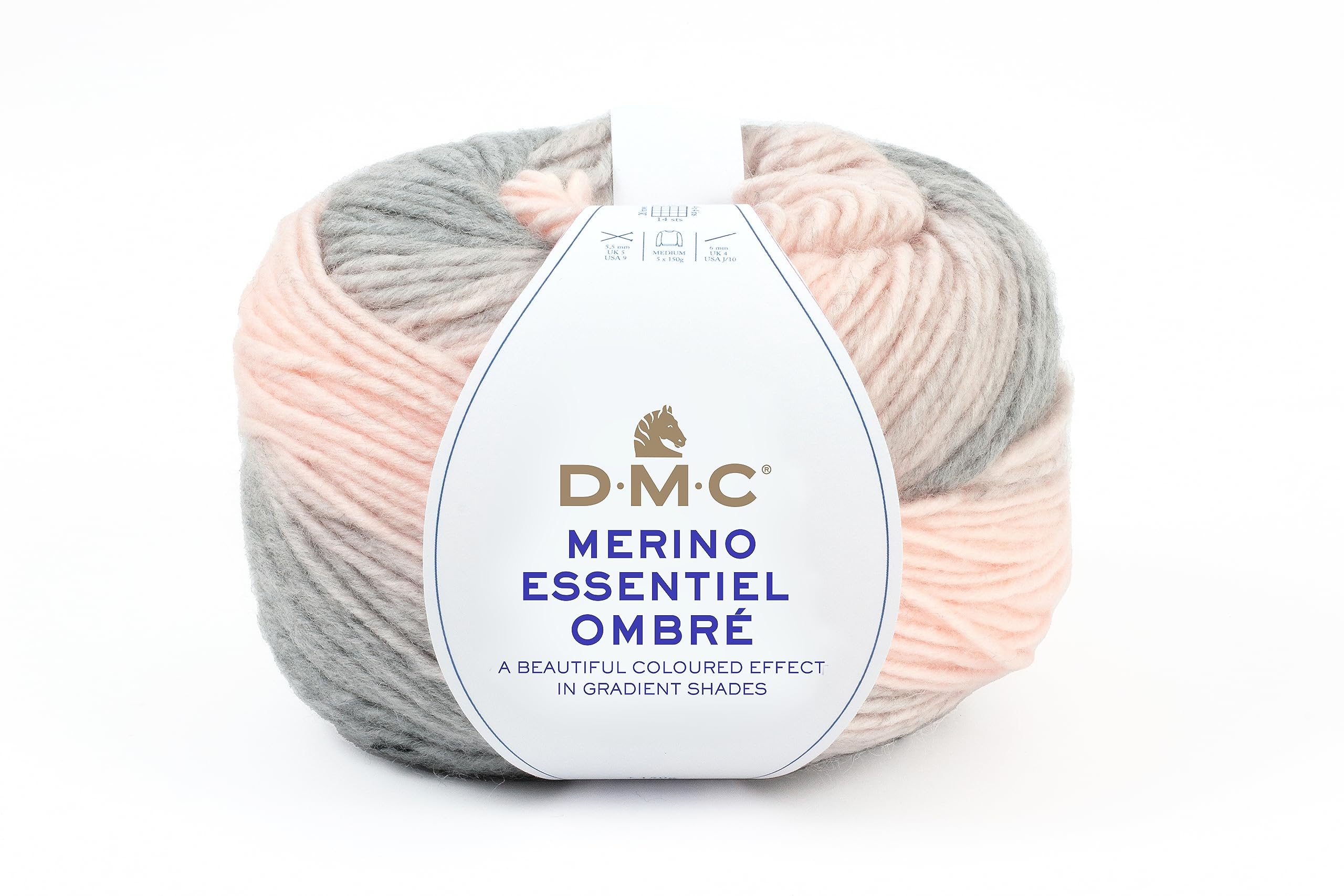 

Пряжа DMC OMBRE Сверхтолстая DMC8153, #1005, Розовый/Серый, 150г, 285м,