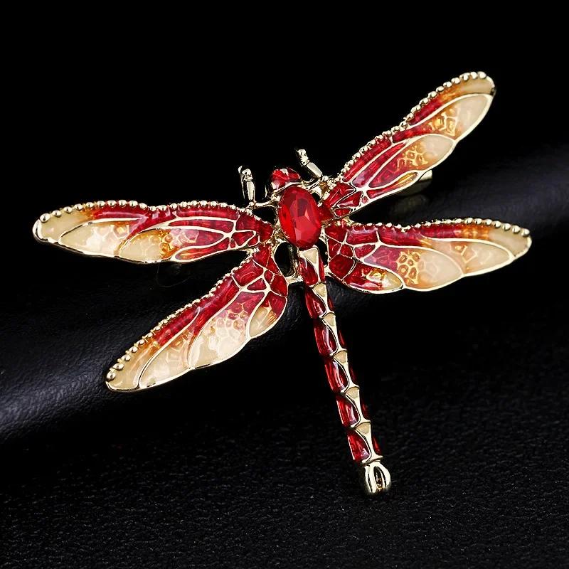 Enamel Dragonfly Brooches Women Men Delicate Insect Crystal Rhinestone Brooch Pin Jewelry Gifts Lapel Pin
