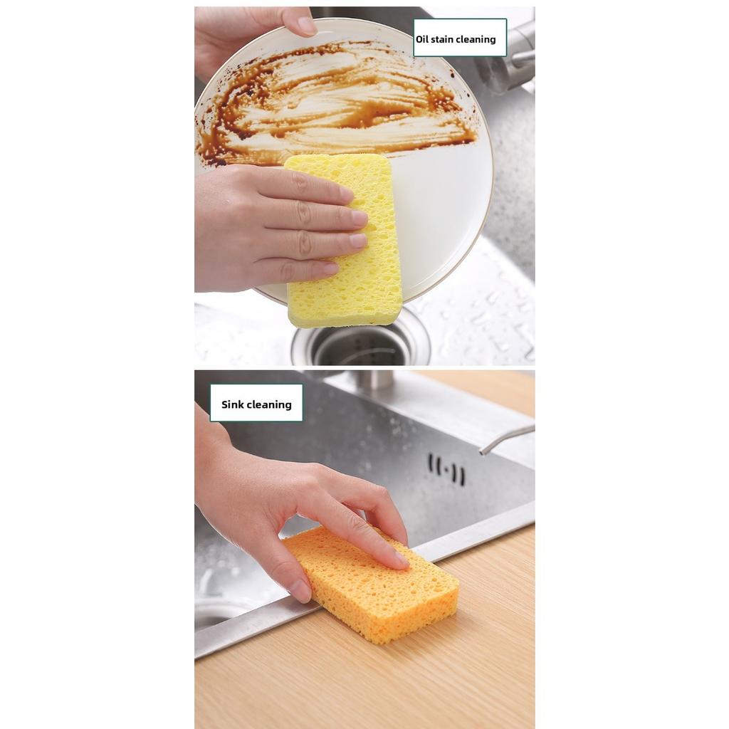 Natürlicher Holzzellstoff Baumwolle Spülschwamm, Verdickter Küchenreinigung Spülschwamm, Saugfähiger Holzzellstoffschwamm, Scheuerschwamm