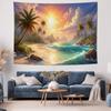 Tropical Beach Sunrise Landscape Tapestry  Romantic Seaside Decorative Wall Hanging