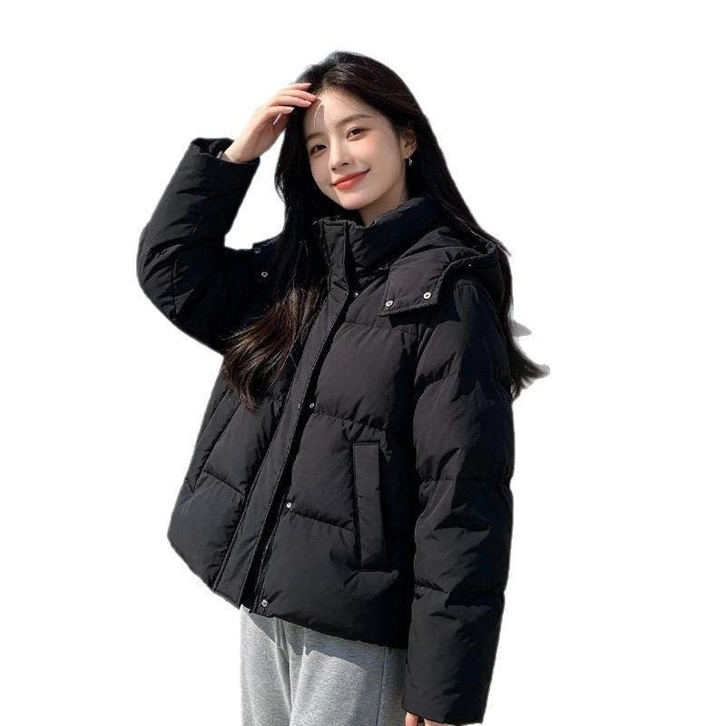Winter new down jacket women's short thickened fashionable versatile white duck down hooded small coat