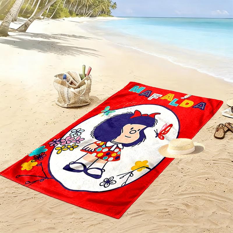 Mafalda Print Beach Towel, Large Soft Quick Dry Towel for Beach Camping Swimming