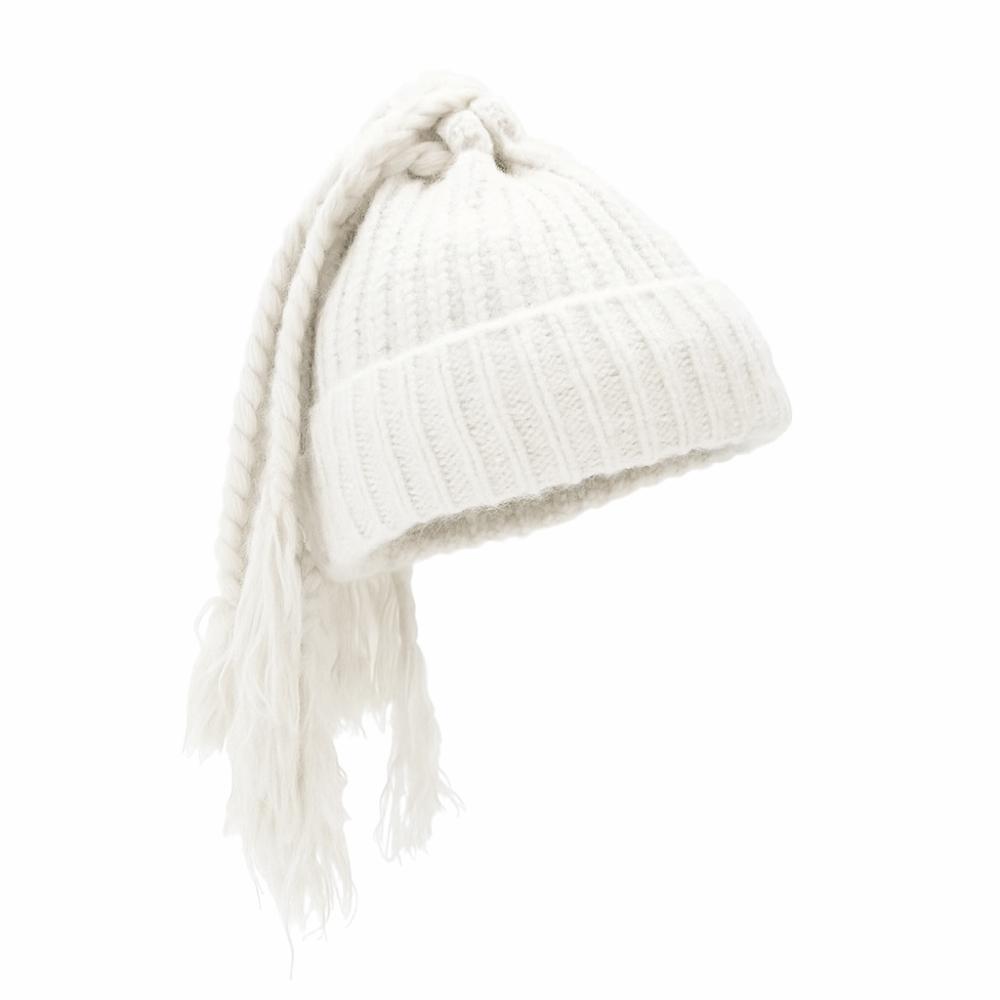 

Cozy Versatile Winter Knitted Hats Solid Color Hip-hop Style Dreadlocks Hat Fleece-lined Warm Beanie Cap Unisex білий