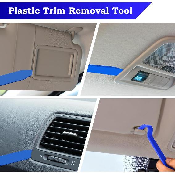 Aleric 7 Pieces Auto Trim Removal Tool Kit with Plastic Pry Tool and Fastener Clip Pilers Remover Tools for Car Body Upholstery Door Panel