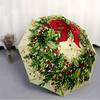1pc Christmas Wreath Pattern Automatic Open/Close Folding Umbrella with 14 Ribs, Windproof Portable Sunshade, Plastic Handle,