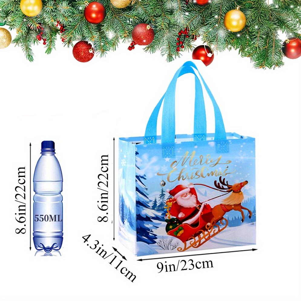 5/10 Stück Weihnachtsgeschenktüten, Kleine wiederverwendbare Vlies-Weihnachts-Tragetaschen mit Henkeln, Perfekt für Geschenkverpackung/Partyzubehör
