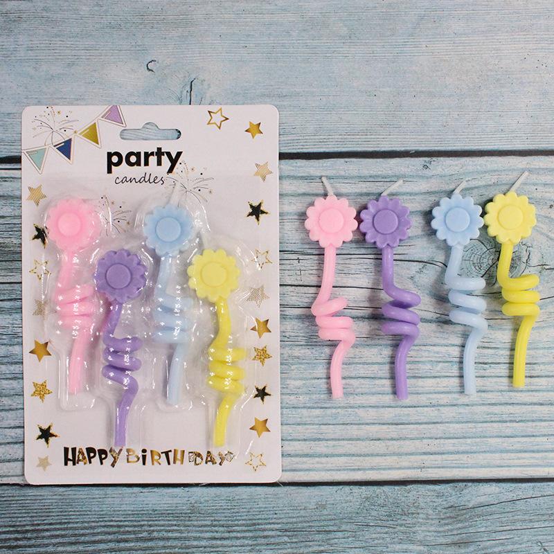 

Birthday Colorful Curved Thumb Creative Love Shape Candles Sucking Card 4 Pack Twist Rotating Candles New Twist Pentagram Candle