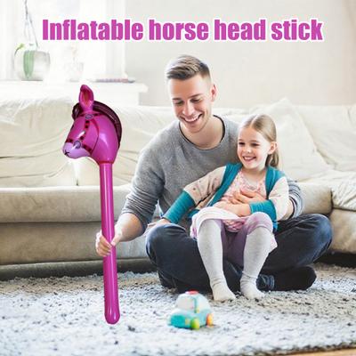 2 Stück Aufblasbares Steckenpferd 39" PVC Kinder Aufblasbares Pferdespielzeug Leicht Aufblasen Ablassen Partydekoration für Pferd Cowboy Karneval Weihnachten Geburtstag