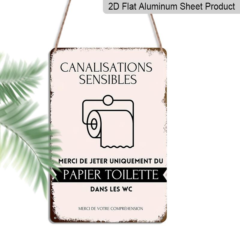 

2D Flat Vintage French Please Use Toilet Paper Metal Wall Sign - Retro Aluminium Bathroom Decor Suitable, Garage & Cabin - Humorous Toilet Paper 20*30cm