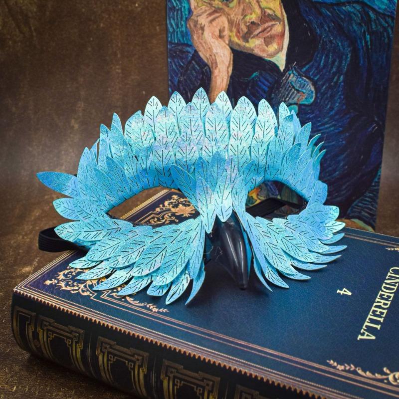 Halloween Elegant Bird Beak Mask Black Half Face Owl Feather Masquerade Mask for Costume Party Cosplay Carnival Great Gift Idea