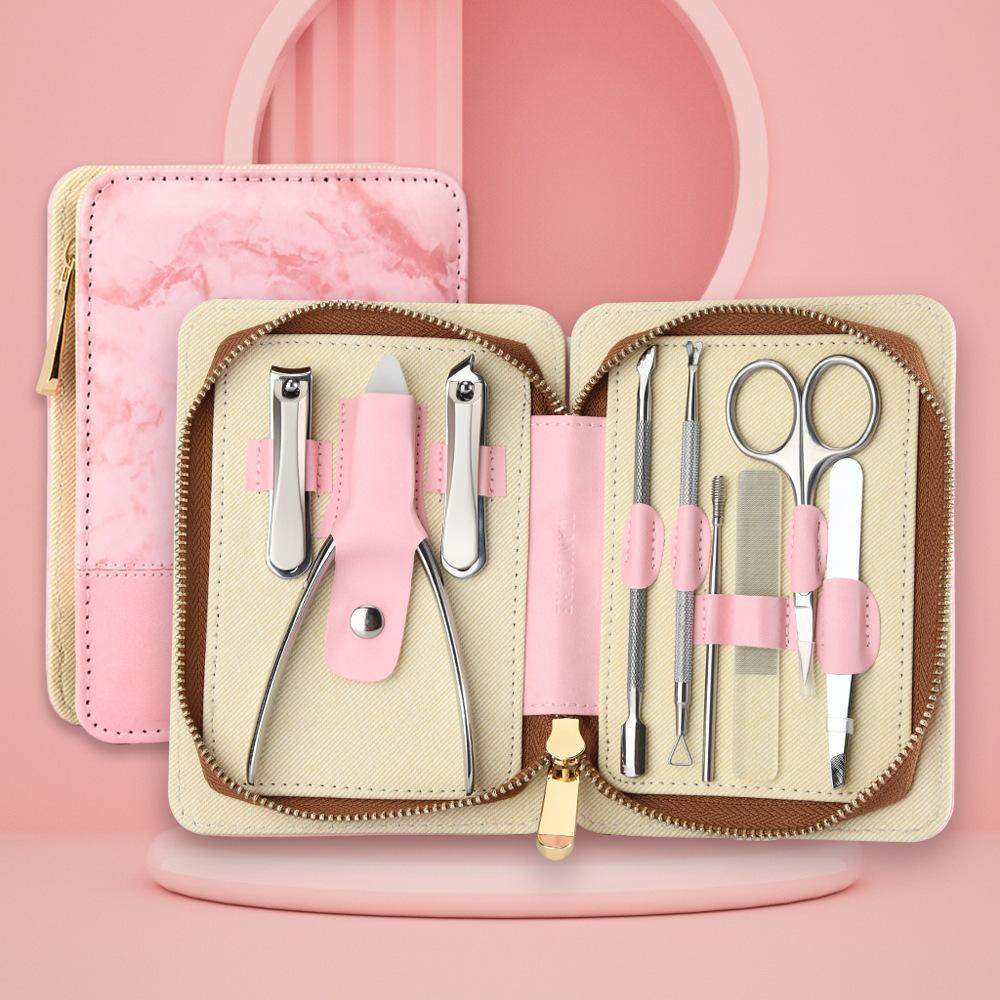

Luxury 9-Piece Marble Manicure Set with Leather Case for Travel