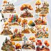 18pcs Watercolor Autumn Leaves Forest Stickers Hand Account Cute Diy Photo Album Ins Waterproof Paste Cane Decoration Vintage