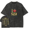 Rapperka SZA 2025 Grand National Tour Potisk Prané Tričko Vintage Punk Unisex Pánské Hip Hop Harajuku Bavlna Kulatý Výstřih Topy Tričko