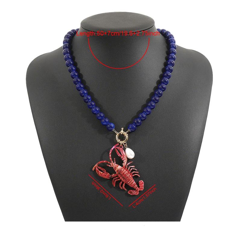 Lobster Bead Necklace Earrings Bohemia Handmade Beaded Jewelry Simple Pendant Necklace Women Beach Vacation Accessories