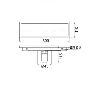 High Quality 30*11cm Brushed Linear Floor Stainless Steel Liner Shower Drain