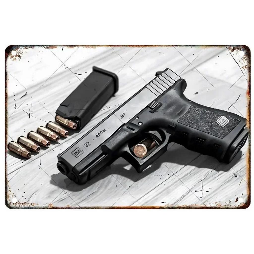 Exquisitely Designed Pistol Metal Signs: Embodying Military Sophistication, These Are the Ideal Wall Decor for Man Caves