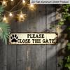 2D Flat, 1 Stylized "Please Close The Gate" Metal Sign with Dog Paw Print - Vintage Farmhouse Wall Decor, Suitable for Porch, Entryway, Garden