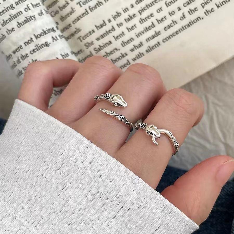 2 Stück Nischen-Design Schlangenform Ring, Modischer Und Personalisierter Zeigefingerring, Verstellbarer Öffnungsring