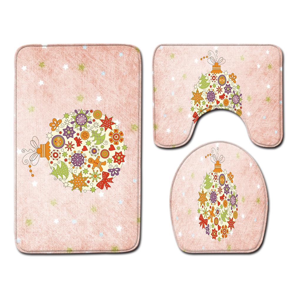Christmas Bathroom Floor Mat Toilet Three-Piece Set