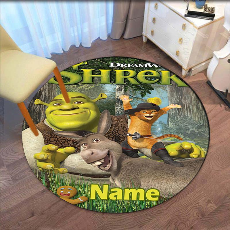 Benutzerdefinierter Name Shrek Aufdruck Runder Teppich Teppich Stuhlteppich Bereichsteppich Eingang Fußmatten, für Bürostuhl Wohnzimmer Schlafzimmer Küche.