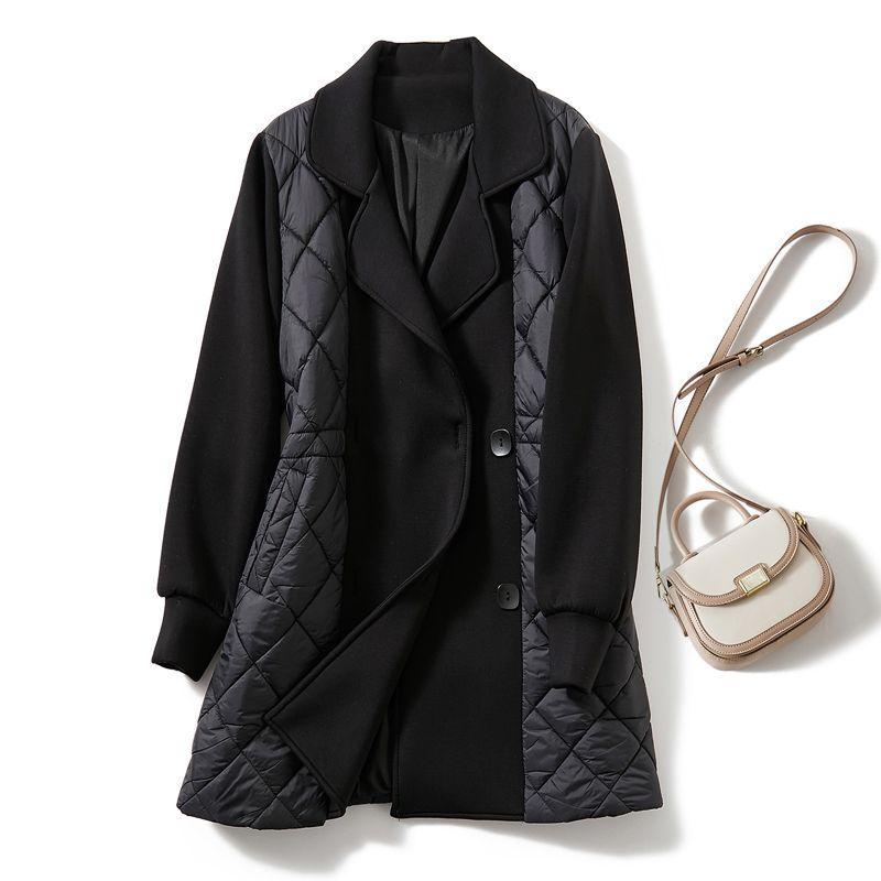 

Свет без угнетения! Сухое женское пальто с воротником, средней длины, из синьцзянского хлопка, двубортное, на хлопковой подкладке, верхняя одежда, элементы из аэрохлопка Black 2XL